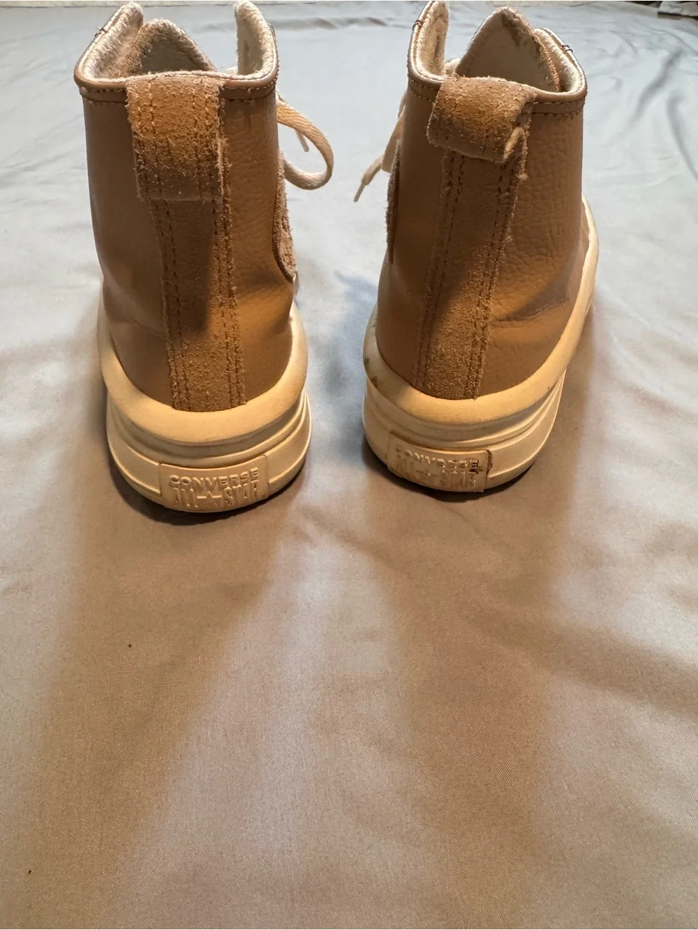 Converse High Top Platform Sneakers in Beige